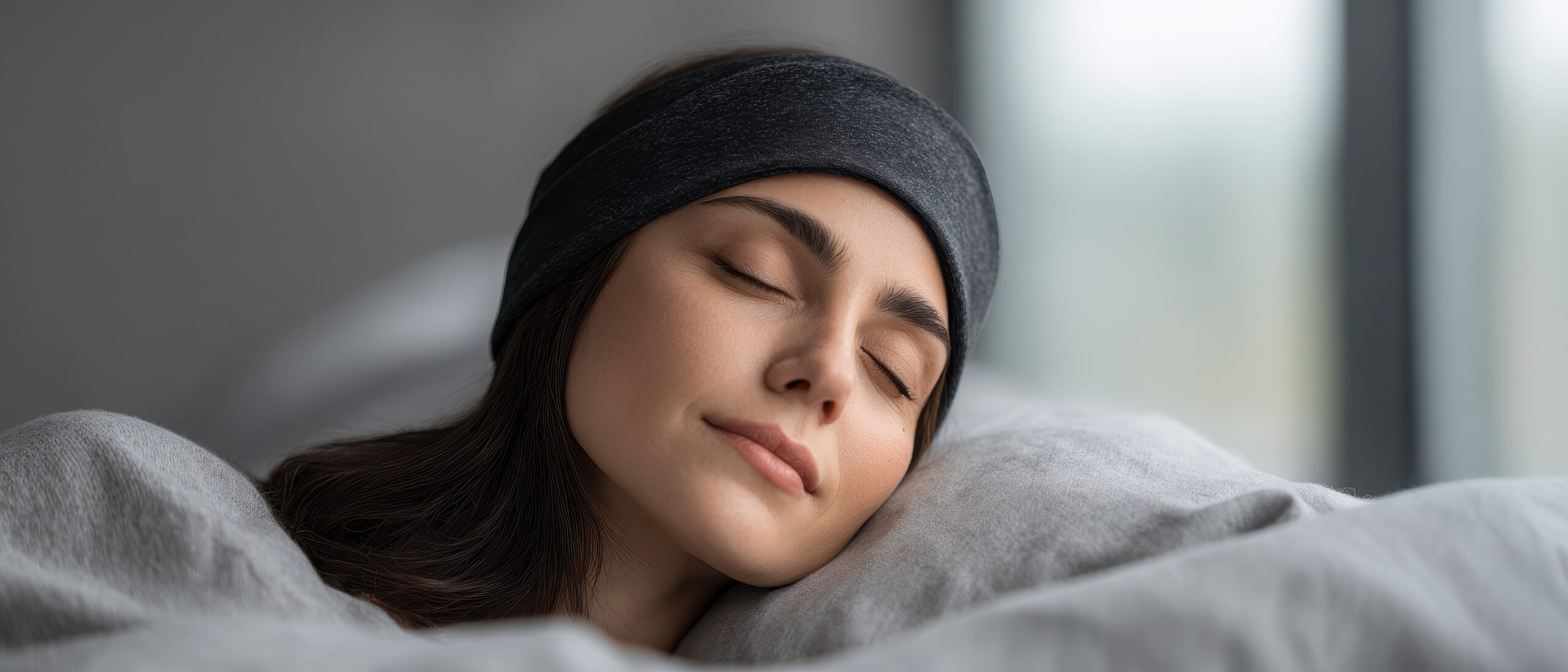 Woman sleeping while a wearable measures her overnight HRV